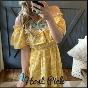 Love Riche Yellow Off-Shoulder Midi Dress